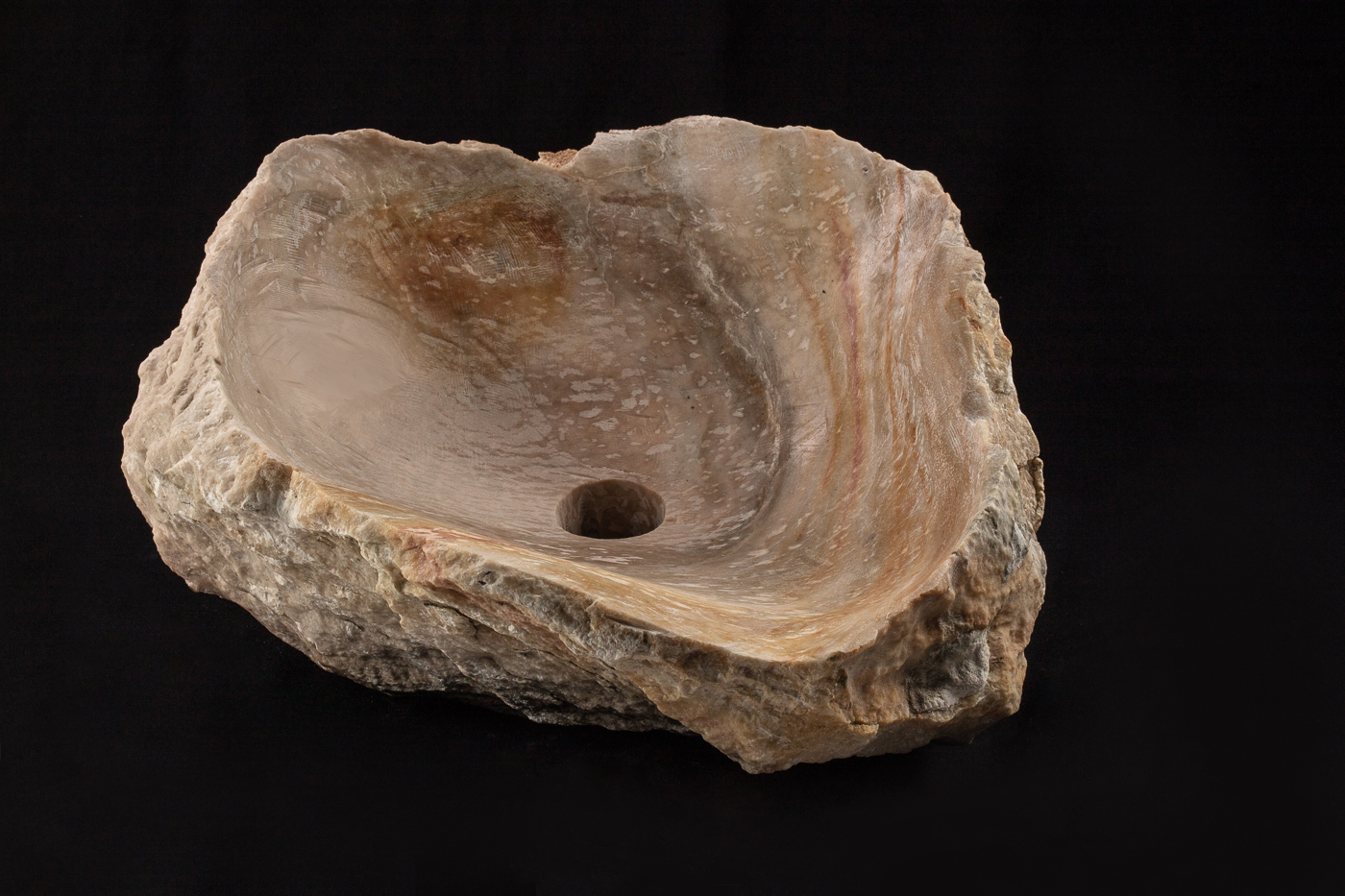 Lavamanos de piedra dorado vista superior